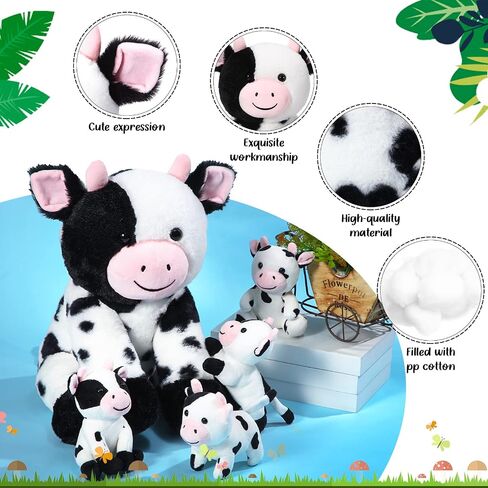 Sumind 5 Pcs Cow Plush Animals Set Mommy Cow Stuffed Animal with 4 Baby Cute Cows in Her Tummy Mommy Cow and Baby Small Plush Cow for Boys Girls(Adorable) in Saudi Arabia