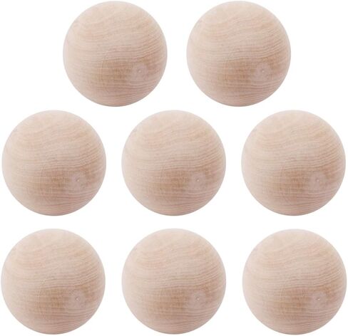 8 قطع 5.08 سم كرة خشبية مستديرة كبيرة من الكرات الخشبية الطبيعية غير مكتملة كرات خشبية خشبية خشبية لصناعة مشاريع DIY البناء، لعبة فنية للأطفال in Kuwait