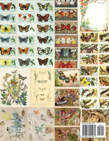 Butterfly Ephemera Collection: 18 sheets - 9 designs - 2 of each design (Vintage Ephemera Collection) in Saudi Arabia