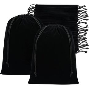 Velvet Drawstring Gift Bags - Bulk Wholesale (4 x 6 inch - 50 pack, Black) in Kuwait