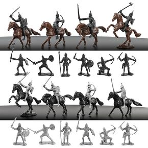 HUIANER Army Knight Models 28PCS Medieval Knight Military Figures Models Medieval Soldiers Warrior Horse Model Soldier Models in Kuwait