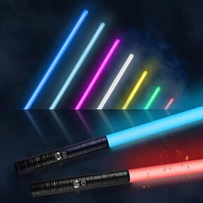 Amaxshiirchy Lightsaber 2 حزمة RGB 15 لونًا معدنيًا Hilt FX Light Sabre Attery قابلة لإعادة الشحن 2 في 1 مزدوجة الشفرات FX Dueling Light Sabre Cosplay Toy 3 وضع الصوت Light Sword Forge in Saudi Arabia