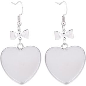 Reidgaller 10pcs Stainless Steel 25mm Bow Heart Cabochon Earring Setting Blanks with Clear Glass DIY Ear Hooks Findings for Jewelry Making in Saudi Arabia