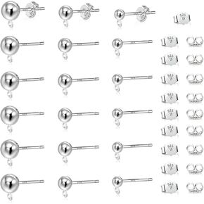 Post Earrings for Jewelry Making 18 Pcs Ball(3/4/5mm) Post Earring Stud with Closed Loop 22 Pcs Butterfly Earring Backs Replacements for DIY Jewelry Making Findings