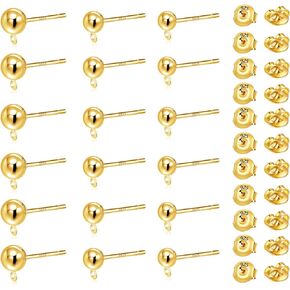 Post Earrings for Jewelry Making 18 Pcs Ball(3/4/5mm) Post Earring Stud with Closed Loop 22 Pcs Butterfly Earring Backs Replacements for DIY Jewelry Making Findings