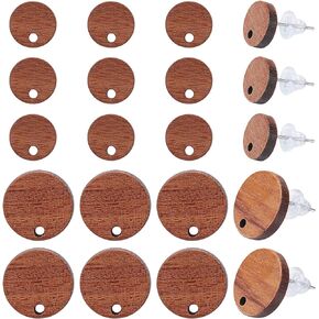 SUNNYCLUE 1 Box 30Pcs Wooden Stud Earring Wood Earring Posts Earring Stud with Hole Natural Flat Round Blank 304 Stainless Steel Pin Ear Posts for Jewelry Making Women Adult DIY Dangle Earring Craft in Saudi Arabia