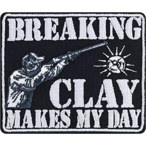 "Nothing But Dust" Embroidered Iron on Patches for Clay Shooting Sports Lovers, Skeet Players | Shooters Sew on or Iron on Applique Patches Badge for All Fabrics and Leather | 3.54X2.75 in