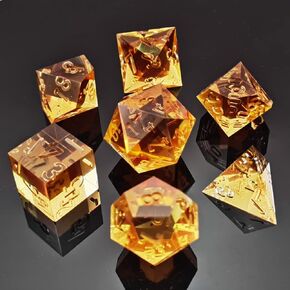 Bescon Crystal Clear (Unpainted) Sharp Edge DND Dice Set of 7, Razor Edged Polyhedral D&D Dice Set for Dungeons and Dragons Role Playing Games, Clear Color