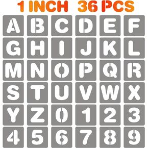 BAMIDELE 4 Inch Letter and Number Stencils, 36 Pcs Reusable Plastic Alphabet Spray Paint Stencils for Painting on Wood, Wall, Fabric, Rock, Chalkboard, Door Porch, Signage, DIY Craft Decoration