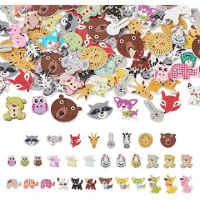 300Pcs Painted Wooden Buttons Insect Theme Poplar Wood Buttons Flower Dragon Fly Butterfly Bee Ladybugs Round Sewing Buttons with Floral Patterns for DIY Sewing Process Decoration in Kuwait