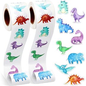 Qeeenar 2 Roll Animal Stickers Teacher Reward Stickers Cute Animal Space Stickers School Supplies Incentives Roll Sticker Animal Planet Party Favor Stickers, 500 Pcs Each Roll (Forest Animal)