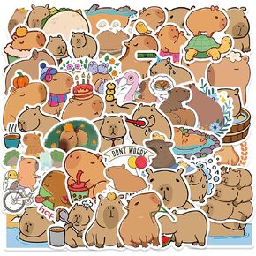 100 قطعة ملصقات كابيبارا مقاومة للماء من مادة PVC الكرتونية، مجموعة ملصقات حيوانات كابيبارا لطيفة لزجاجة المياه والدراجة النارية ولوح التزلج والكمبيوتر المحمول وشارات الأمتعة in Kuwait