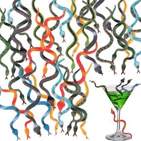 108 Pcs Rain Forest Snakes Assorted Fake Snake Toy Colorful Realistic Plastic Snakes Stretchy Fake Snake for Halloween Party Decoration, Pranks, Garden Props for Deter Birds in Kuwait