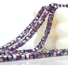 200 قطعة خرز كريستالي مكعب 6 مم خرزة زجاجية مربعة ملونة لسوار DIY، خرز كريستالي خرز فاصل متعدد الأوجه خرز كوارتز فضفاض لصنع المجوهرات سوار قوس قزح قلادة فنية، أسود