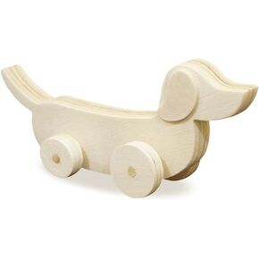 كرافتي كيدز لعبة كلب على عجلات من وينر على شكل قطع خشبي - لعبة يدوية غير مكتملة - بطول 5.5 انش، سلحفاة، صغيرة in Kuwait