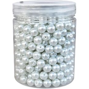 INSPIRELLE About 1000pcs 6mm Ivory Glass Pearl Round Loose Spacer Beads for DIY Craft Necklaces Bracelets Jewelry Making