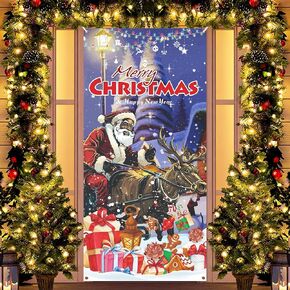 Christmas Door Cover Decoration Christmas Black Santa Claus Door Cover Banner Xmas African American Door Cover Backdrop Xmas Front Door Cover Santa Door Banner for Winter Holiday Supply 72 x 35 Inch in Kuwait