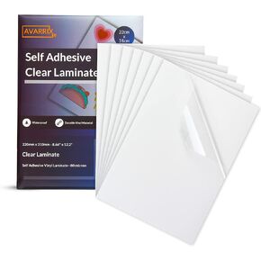 أوراق مصقولة ذاتية اللصق من Avarrix Australia للملصقات، ملصقات ملصقات مقاومة للماء، حماية لملصقات الفينيل القابلة للطباعة، لامعة، مقاومة للتمزق، رابطة قوية للغاية، عبوة من 50 قطعة، مقاس A4 in Kuwait