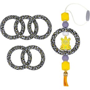 5 Piece 65mm Silicone Beads Ring Bulk Focal Beads Water Transfer Printing Silicone Beads for DIY Make Handicrafts, Keychains, Necklaces, Lanyards Etc (Dog Paw)