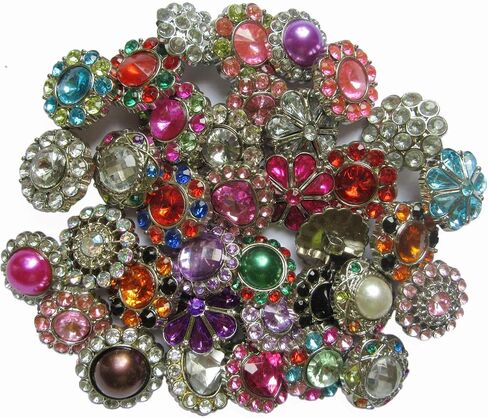 YYCRAFT 30 Rhinestone Button Centers Grab Bag Lot Assorted Colors Shape and Sizes Scrap Booking Hair Bows Flower Headband Centers (Mix Colors) in Saudi Arabia