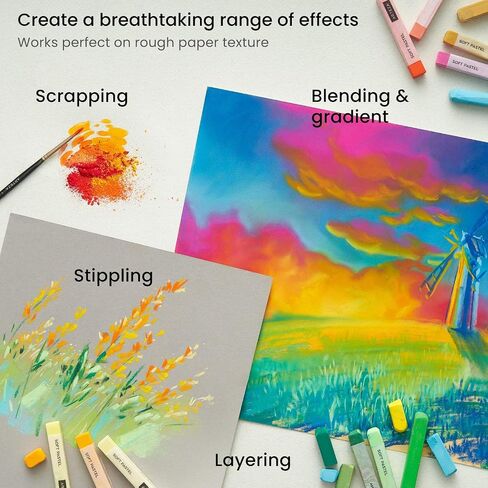 Arteza Soft Pastels for Artists, Set of 72 Art Chalk Sticks, Bright, Vibrant, and Neutral Pastels Art Supplies for Drawing, Blending, Layering, and Shading, Professional Art Supplies for Artists in Saudi Arabia