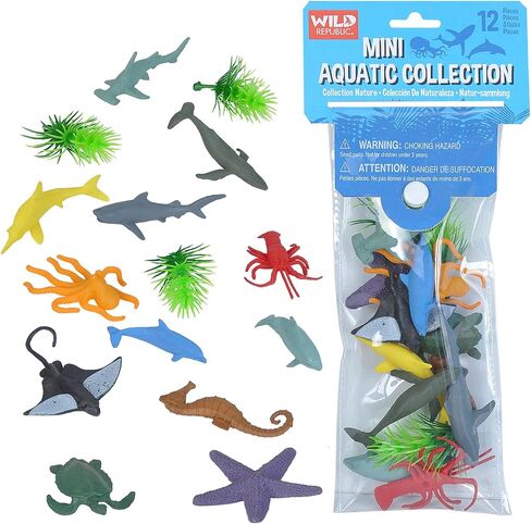 WILD REPUBLIC Mini Ocean Polybag, Kids Gifts, Aquatic Toys, Educational Toys, Reusable Bag, 12-Pieces in Saudi Arabia
