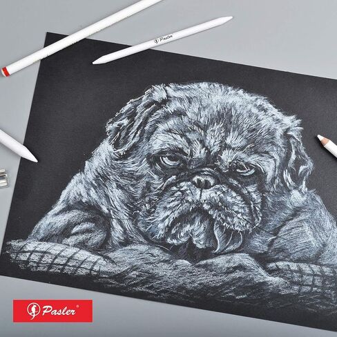 Pasler white charcoal pencils kit- including Soft,Medium,Hard white charcoal pencils and a sharpener,great for drawing, sketching, shading, blending (set of 4) in Kuwait