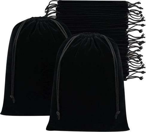 Velvet Drawstring Gift Bags - Bulk Wholesale (4 x 6 inch - 50 pack, Black) in Kuwait