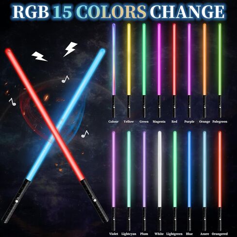 Amaxshiirchy Lightsaber 2 حزمة RGB 15 لونًا معدنيًا Hilt FX Light Sabre Attery قابلة لإعادة الشحن 2 في 1 مزدوجة الشفرات FX Dueling Light Sabre Cosplay Toy 3 وضع الصوت Light Sword Forge in Saudi Arabia