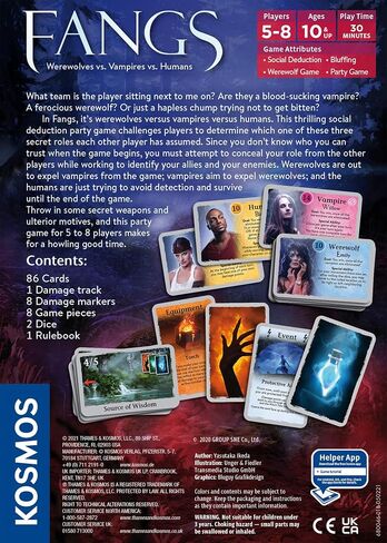 Fangs | Thames & Kosmos | Party Game | Vampires v. Werewolves v. Humans | Social Deduction | Role-Playing | 5 to 8 Players | Ages 10 and up in Saudi Arabia