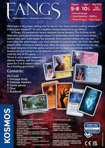 Fangs | Thames & Kosmos | Party Game | Vampires v. Werewolves v. Humans | Social Deduction | Role-Playing | 5 to 8 Players | Ages 10 and up in Saudi Arabia