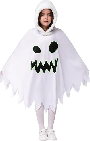 Spooktacular Creations Child Scary Smiling Ghost Dress with Hood, Toddler Kids Halloween Cloak Cape for Girls Ghost Cosplay in Saudi Arabia