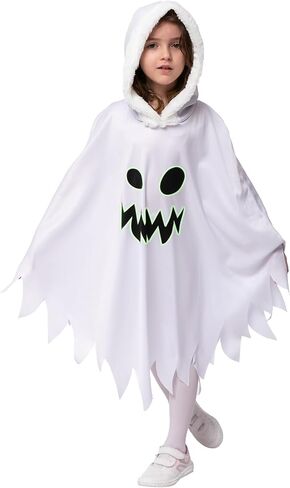 Spooktacular Creations Child Scary Smiling Ghost Dress with Hood, Toddler Kids Halloween Cloak Cape for Girls Ghost Cosplay in Saudi Arabia