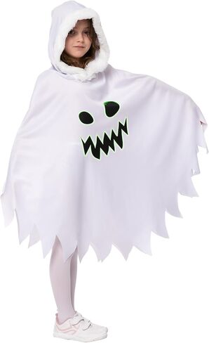 Spooktacular Creations Child Scary Smiling Ghost Dress with Hood, Toddler Kids Halloween Cloak Cape for Girls Ghost Cosplay in Saudi Arabia