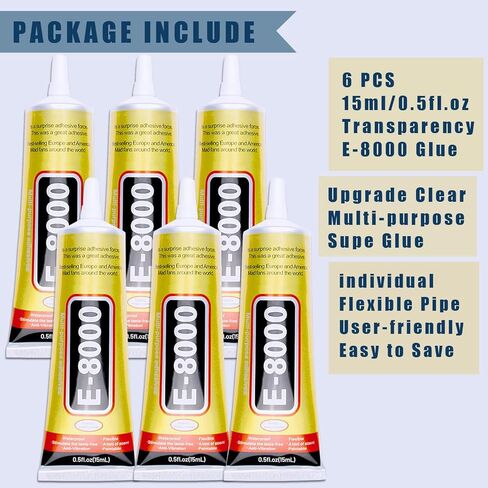 4 قطع × 25 مل E8000 غراء معدني شفاف للمجوهرات، ترقية لاصق E-8000 شفاف لاصق نسيج سائل شفاف لإصلاح الهاتف، زجاج، خشبي، حرف مجوهرات حجر الراين، أكواب DIY in Kuwait