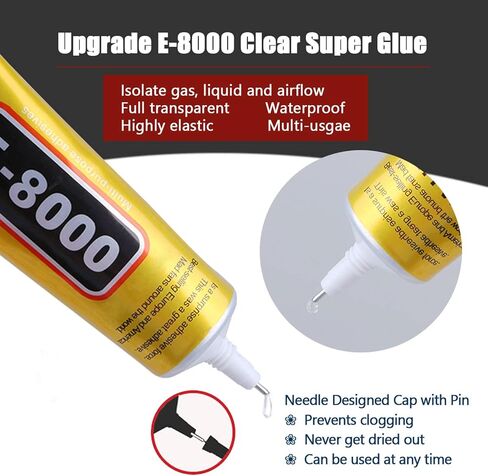 4 قطع × 25 مل E8000 غراء معدني شفاف للمجوهرات، ترقية لاصق E-8000 شفاف لاصق نسيج سائل شفاف لإصلاح الهاتف، زجاج، خشبي، حرف مجوهرات حجر الراين، أكواب DIY in Kuwait