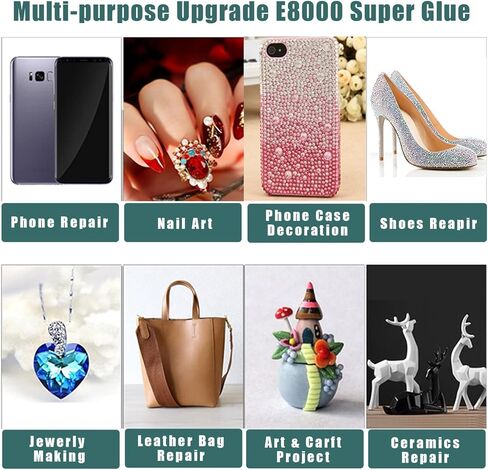 4 قطع × 25 مل E8000 غراء معدني شفاف للمجوهرات، ترقية لاصق E-8000 شفاف لاصق نسيج سائل شفاف لإصلاح الهاتف، زجاج، خشبي، حرف مجوهرات حجر الراين، أكواب DIY in Kuwait