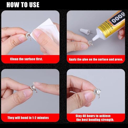 4 قطع × 25 مل E8000 غراء معدني شفاف للمجوهرات، ترقية لاصق E-8000 شفاف لاصق نسيج سائل شفاف لإصلاح الهاتف، زجاج، خشبي، حرف مجوهرات حجر الراين، أكواب DIY in Kuwait