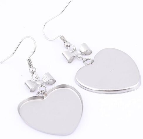 Reidgaller 10pcs Stainless Steel 25mm Bow Heart Cabochon Earring Setting Blanks with Clear Glass DIY Ear Hooks Findings for Jewelry Making in Saudi Arabia