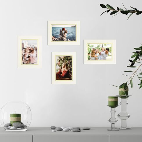 Golden State Art، 25 حزمة، إطار صور من الورق المقوى مقاس 4X6، بطاقات إطار صور ورقية مع حامل للاستخدام بنفسك، التخرج، حفلات الزفاف، أبيض مع بطانة فضية in Kuwait