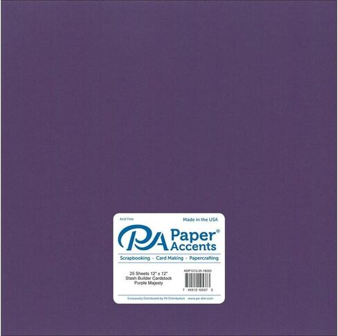 ورق PA Paper Accents Stash Builder Cardstock مقاس 12 بوصة × 12 بوصة أرجواني ماجستي، ورق بطاقات ملون بوزن 65 رطلًا لصنع البطاقات، وسجل القصاصات، والطباعة، واللف والحرف اليدوية، 25 صندوقًا in Saudi Arabia