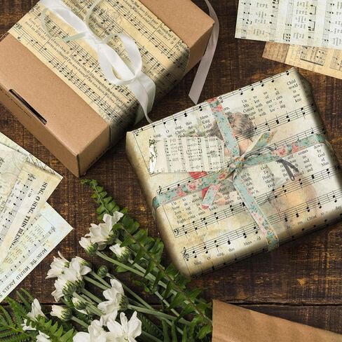 PUIKSXER 16 Sheets Music Theme Scrapbook Paper - Vintage 6"x6" Old Material Paper Character Note Background Pattern Collage, Journaling Paper Pad for Origami Card Making Decor Craft in Kuwait