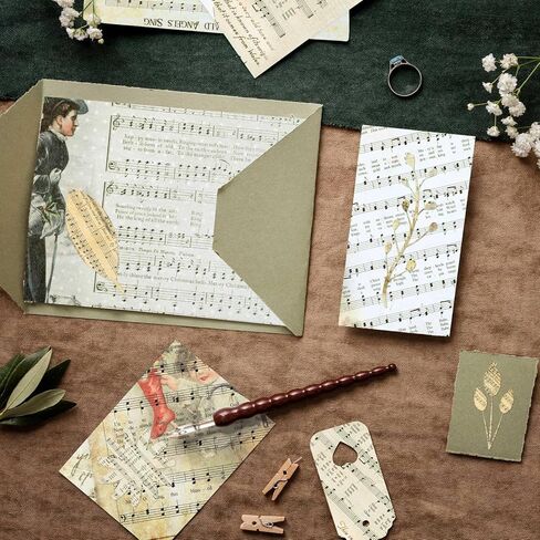 PUIKSXER 16 Sheets Music Theme Scrapbook Paper - Vintage 6"x6" Old Material Paper Character Note Background Pattern Collage, Journaling Paper Pad for Origami Card Making Decor Craft in Kuwait