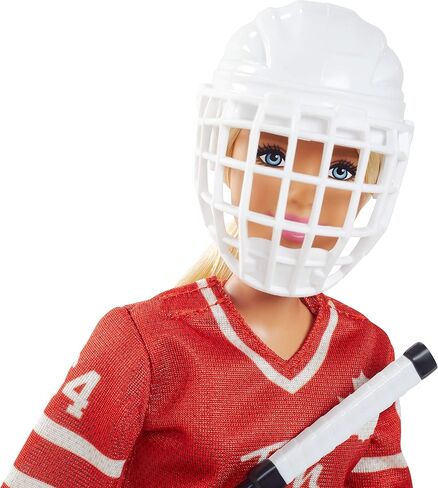 Tim Hortons Barbie Doll (12-inch Curvy) Collectible Barbie Doll Wearing Hockey Uniform, with Doll Stand and Certificate of Authenticity, for 6 Year Olds and Up, Red in Saudi Arabia