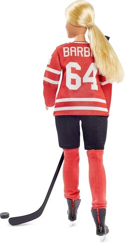 Tim Hortons Barbie Doll (12-inch Curvy) Collectible Barbie Doll Wearing Hockey Uniform, with Doll Stand and Certificate of Authenticity, for 6 Year Olds and Up, Red in Saudi Arabia