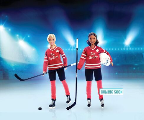 Tim Hortons Barbie Doll (12-inch Curvy) Collectible Barbie Doll Wearing Hockey Uniform, with Doll Stand and Certificate of Authenticity, for 6 Year Olds and Up, Red in Saudi Arabia
