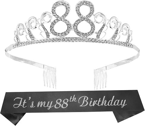 88th Birthday Gifts for Women, 88th Birthday Tiara and Sash, Happy 88th Birthday Party Supplies, It’s My 88th Birthday Sash and Tiara for 88th Birthday Party Supplies and Decorations in Saudi Arabia