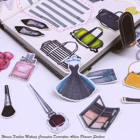 ملصقات الملابس العصرية للفتيات من ALOHA SUN، ألبوم مجلة سجل القصاصات للسفر / ملصقات عصرية مقاومة للماء لتزيين الكمبيوتر المحمول وأمتعة التزلج وزجاجة مياه قارورة مائية (64 قطعة) in Kuwait