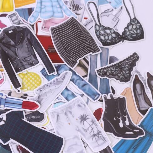 ملصقات الملابس العصرية للفتيات من ALOHA SUN، ألبوم مجلة سجل القصاصات للسفر / ملصقات عصرية مقاومة للماء لتزيين الكمبيوتر المحمول وأمتعة التزلج وزجاجة مياه قارورة مائية (64 قطعة) in Kuwait