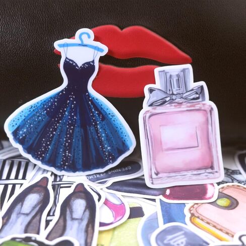 ملصقات الملابس العصرية للفتيات من ALOHA SUN، ألبوم مجلة سجل القصاصات للسفر / ملصقات عصرية مقاومة للماء لتزيين الكمبيوتر المحمول وأمتعة التزلج وزجاجة مياه قارورة مائية (64 قطعة) in Kuwait